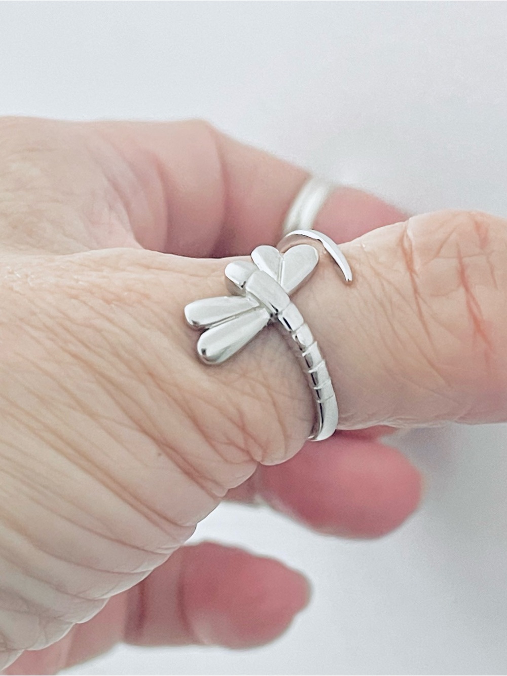 💕TOP SELLER💕Sterling Silver Wraparound Dragonfly Ring, Spirit Bug Jewelry Rings - Picture 2 of 13